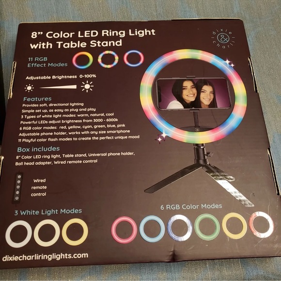 Dixie & Charlie 8” COLOR LED RING LIGHT - Picture 2 of 2